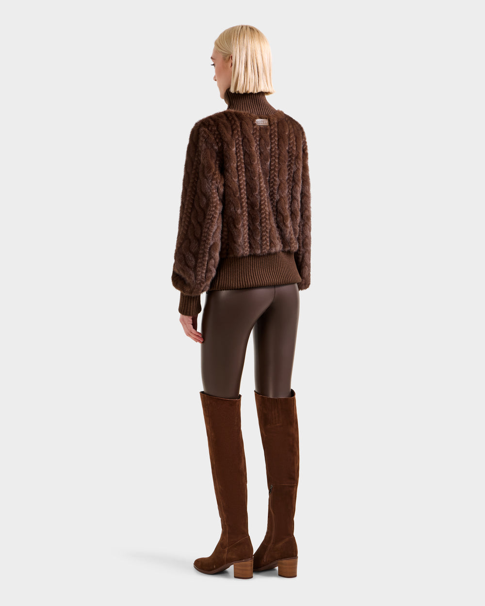 RUDSAK LAYLA F Women's Mocha Faux Fur Turtleneck | Cozy & Chic