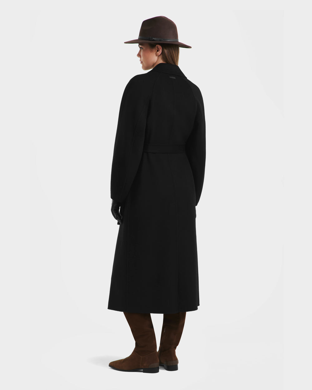 LILIA Black Women's Wool Silk Cashmere Wrap Coat - Versatile