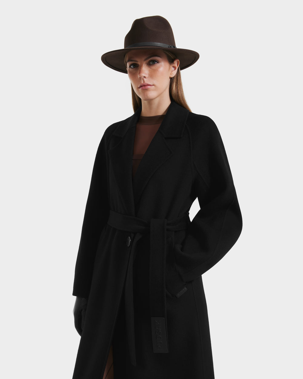 LILIA Black Women's Wool Silk Cashmere Wrap Coat - Versatile