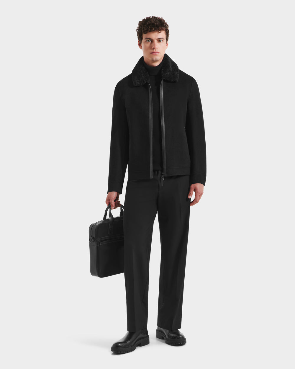 RUDSAK LINCOLN Men's Pure Wool Coat | Faux Fur Collar & Sleek