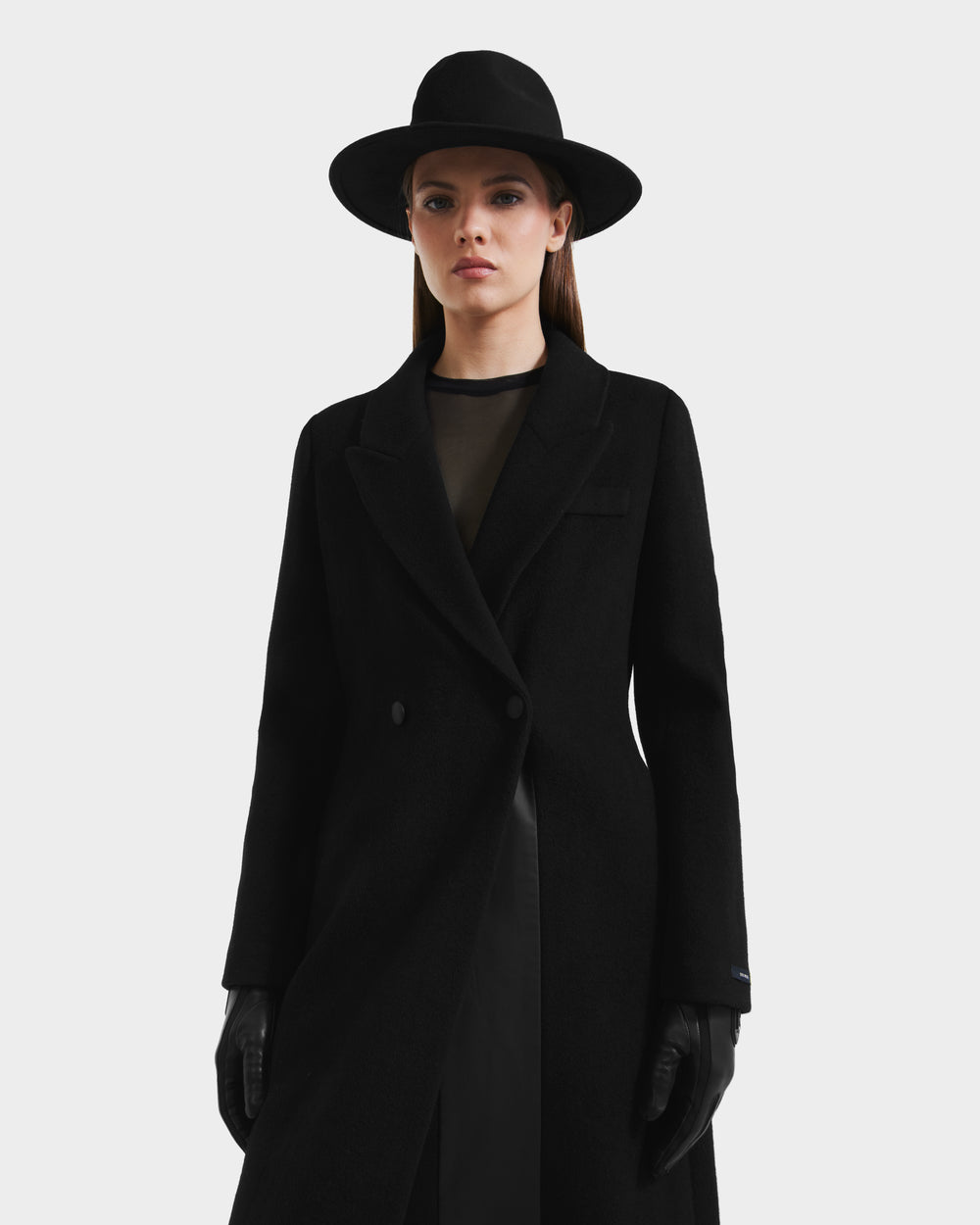 RUDSAK LYNWOOD Women's Premium Wool Tailored Coat - Leather Detail
