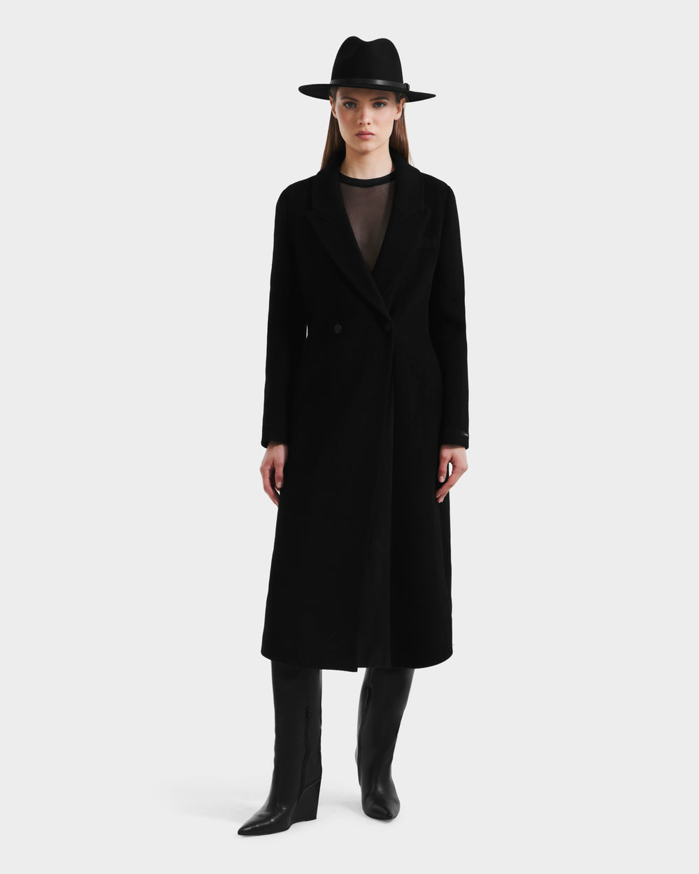 RUDSAK LYNWOOD Women's Premium Wool Tailored Coat - Leather Detail