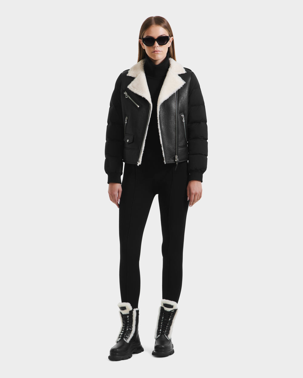 RUDSAK MALA Black Shearling Combo Jacket - Biker Style  display picture 3