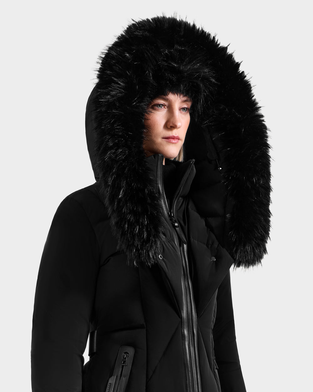 RUDSAK MODA FF Black Fitted Down Puffer | Detachable Faux Fur