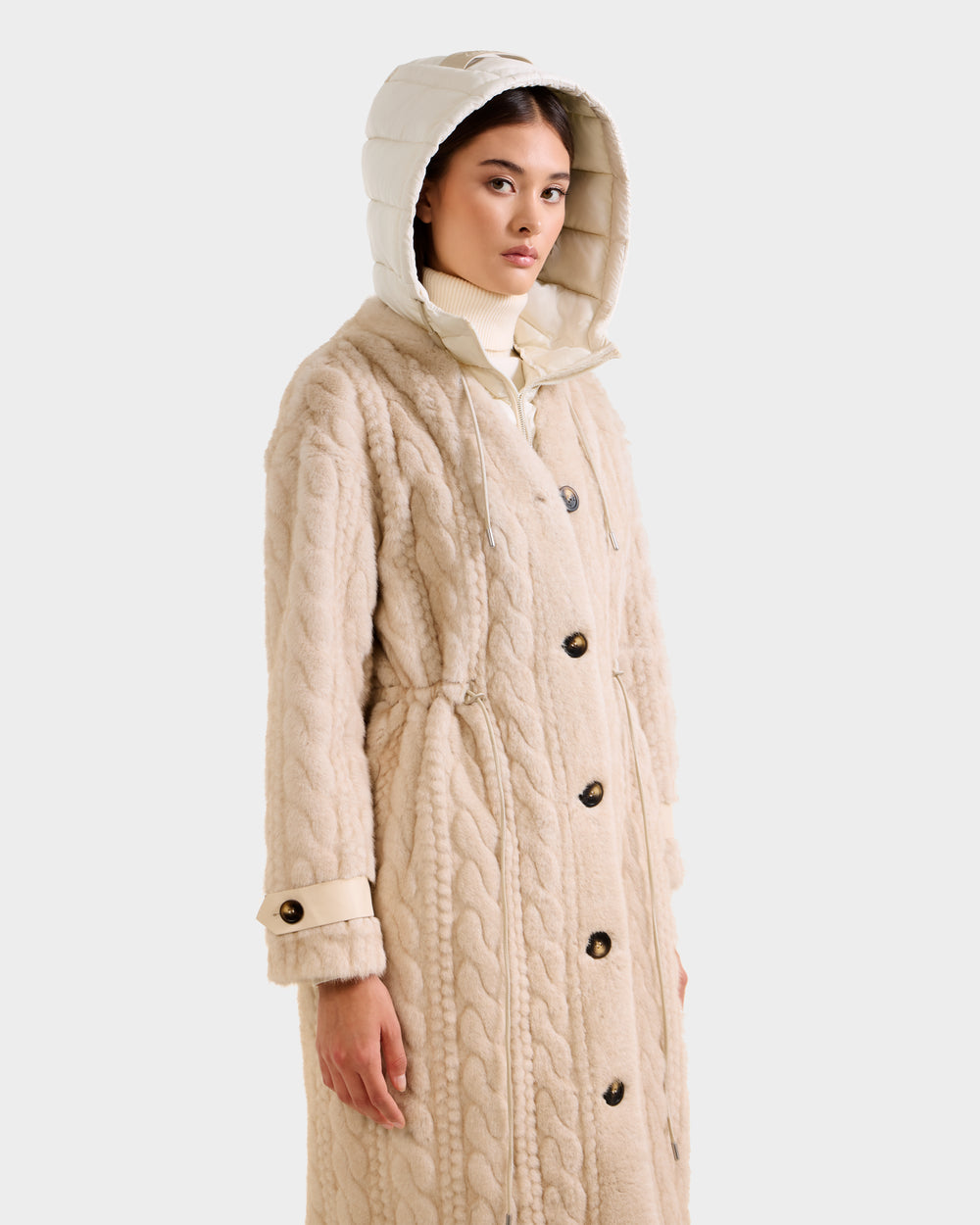 RUDSAK ORIANA Women's Faux Fur Coat | Cable Knit Luxury Style RUDSAK ORIANA Women's Faux Fur Coat | Cable Knit Luxury Style