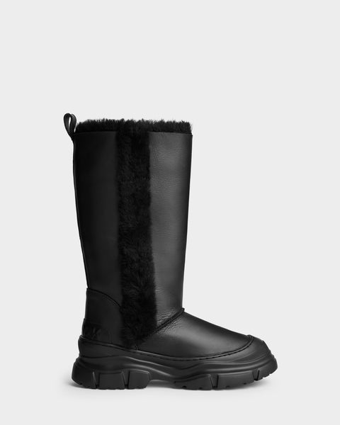 RAVENNA Women's Elegant Leather Shearling High Winter Boot