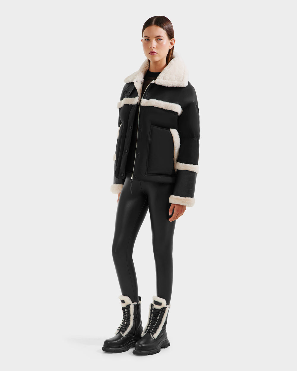 SHIRLEY Women's Shearling Down Jacket - Warm, Chic Black – Rudsak