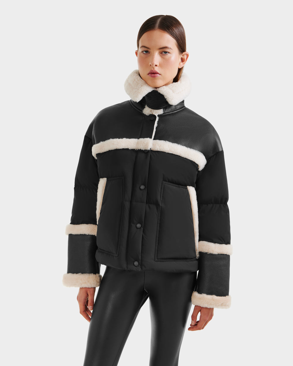 SHIRLEY Women's Shearling Down Jacket - Warm, Chic Black – Rudsak