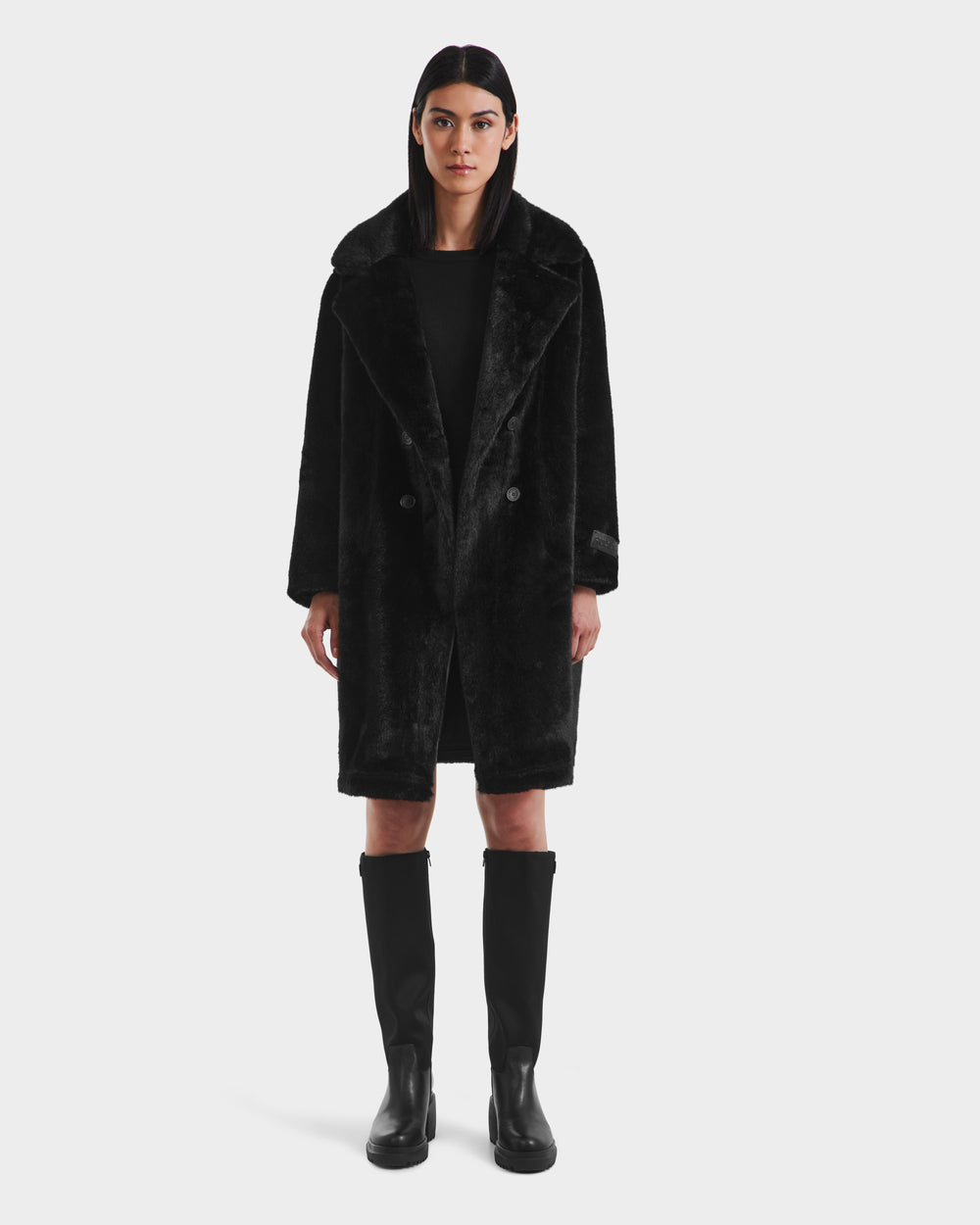 RUDSAK SIENA Women's Black Faux Fur Coat | Adaptable Warmth RUDSAK SIENA Women's Black Faux Fur Coat | Adaptable Warmth