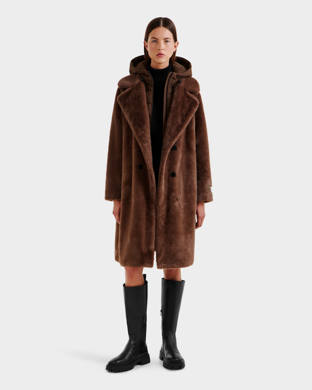 Chocolate　　 Siena  Long Coat RUDSAK SIENA Women's Faux Fur Coat - Luxurious, Warm & Versatile