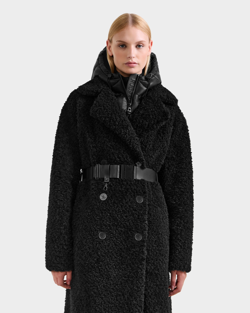 TINA Black Faux Fur Teddy Trench Coat - Luxe & Cozy Women's