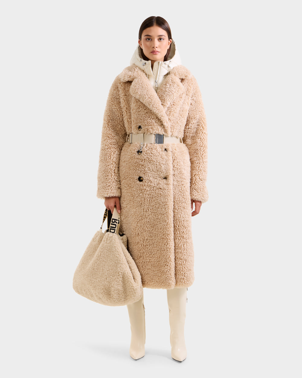 RUDSAK TINA Vanilla Faux Fur Teddy Trench Coat - Cozy Warmth