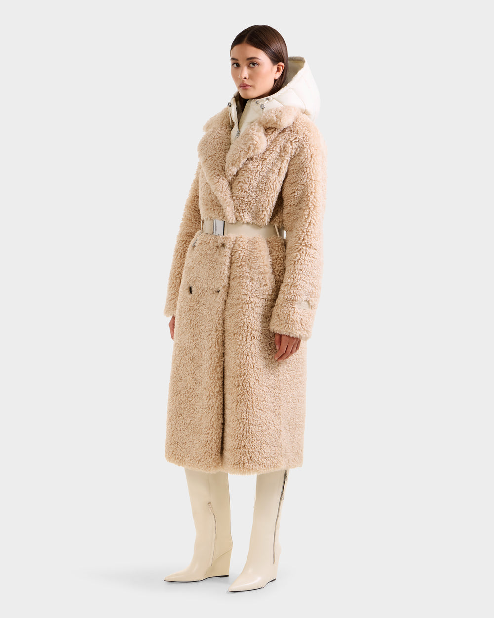 RUDSAK TINA Vanilla Faux Fur Teddy Trench Coat - Cozy Warmth