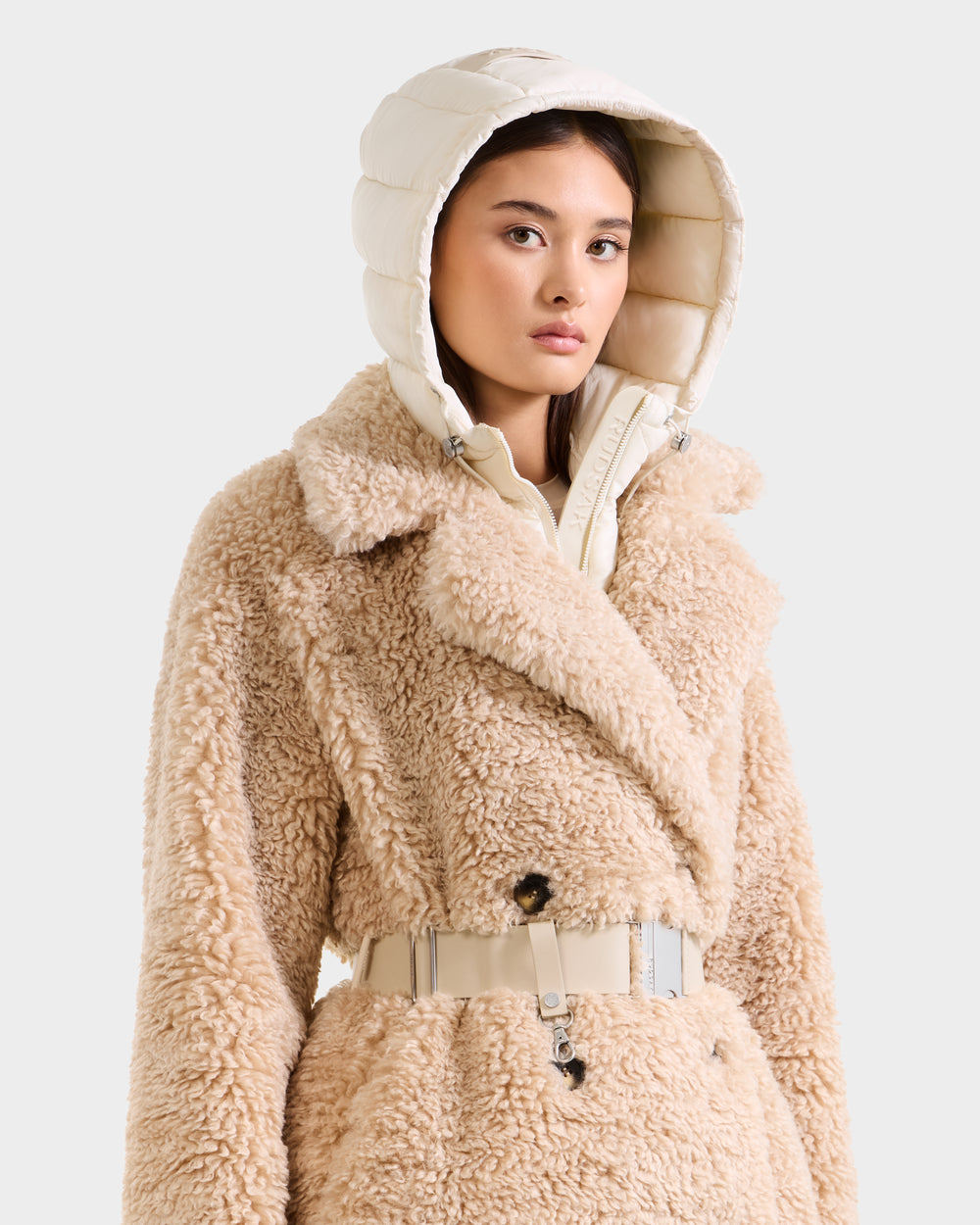 RUDSAK TINA Vanilla Faux Fur Teddy Trench Coat - Cozy Warmth