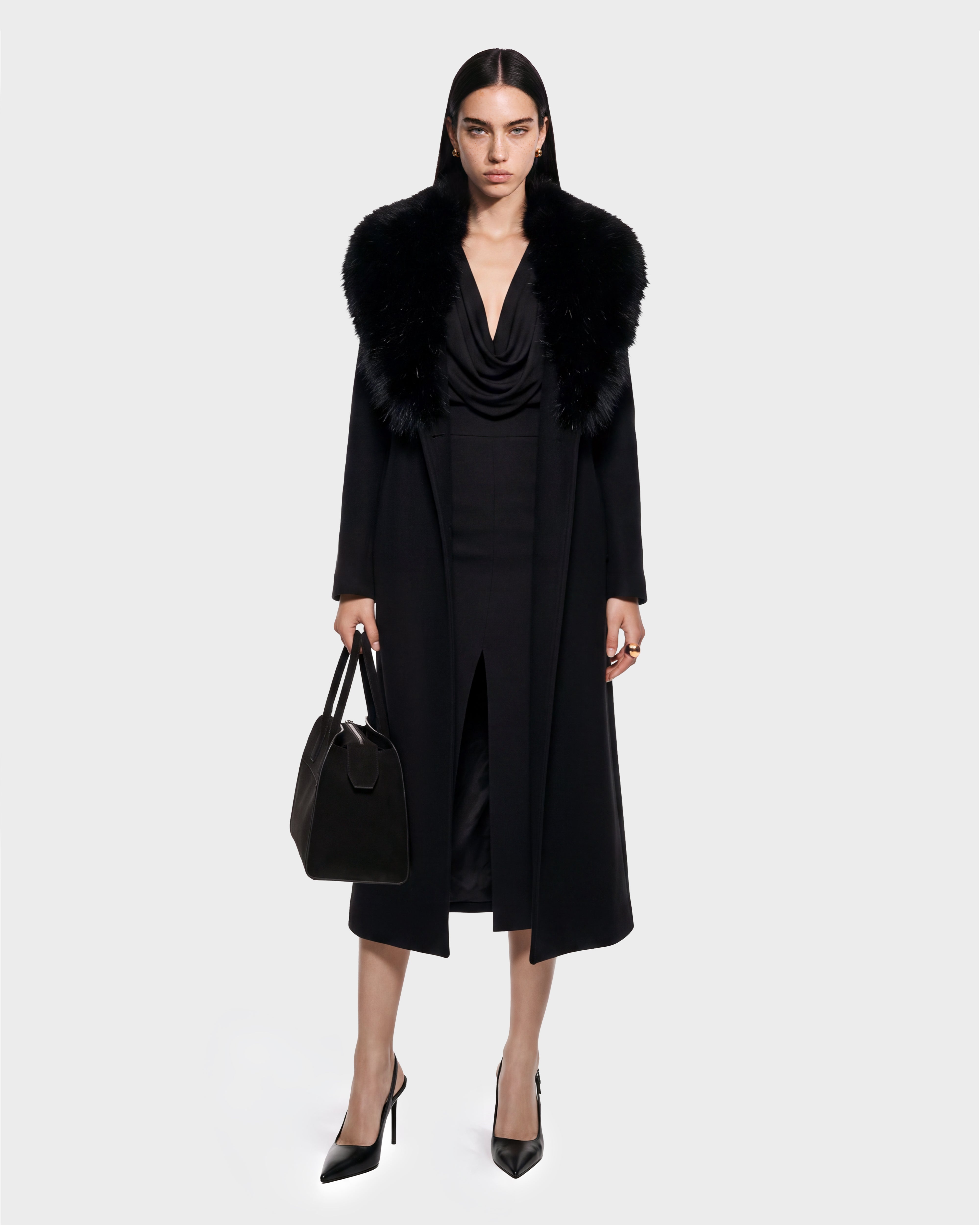 K*】様 <H>DOUBLE FACE BAL COLLAR BELTED CO CINDY - 8126526 Black – Rudsak International