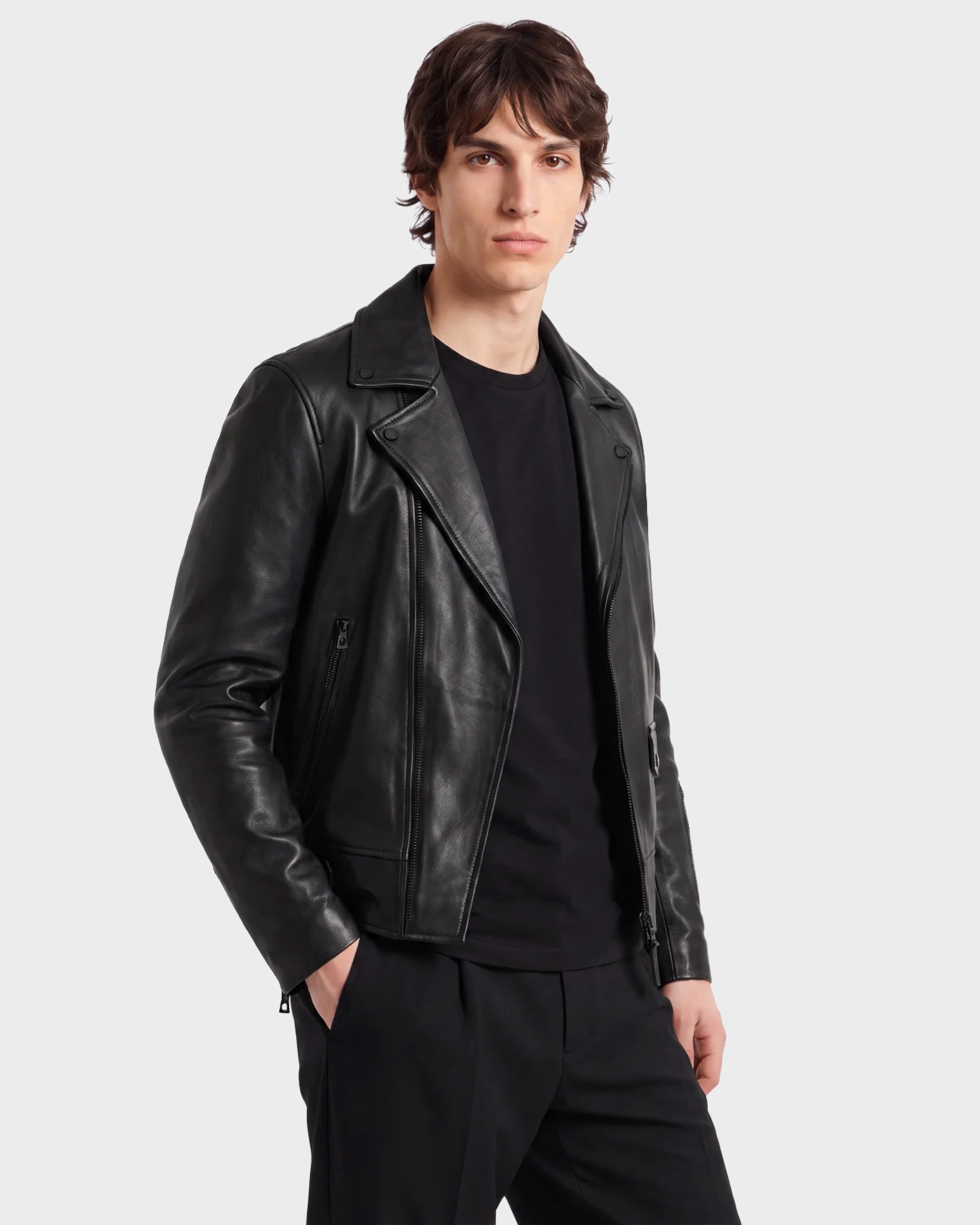 DAREG Classic Lamb Leather Biker Jacket - Timeless Black Style