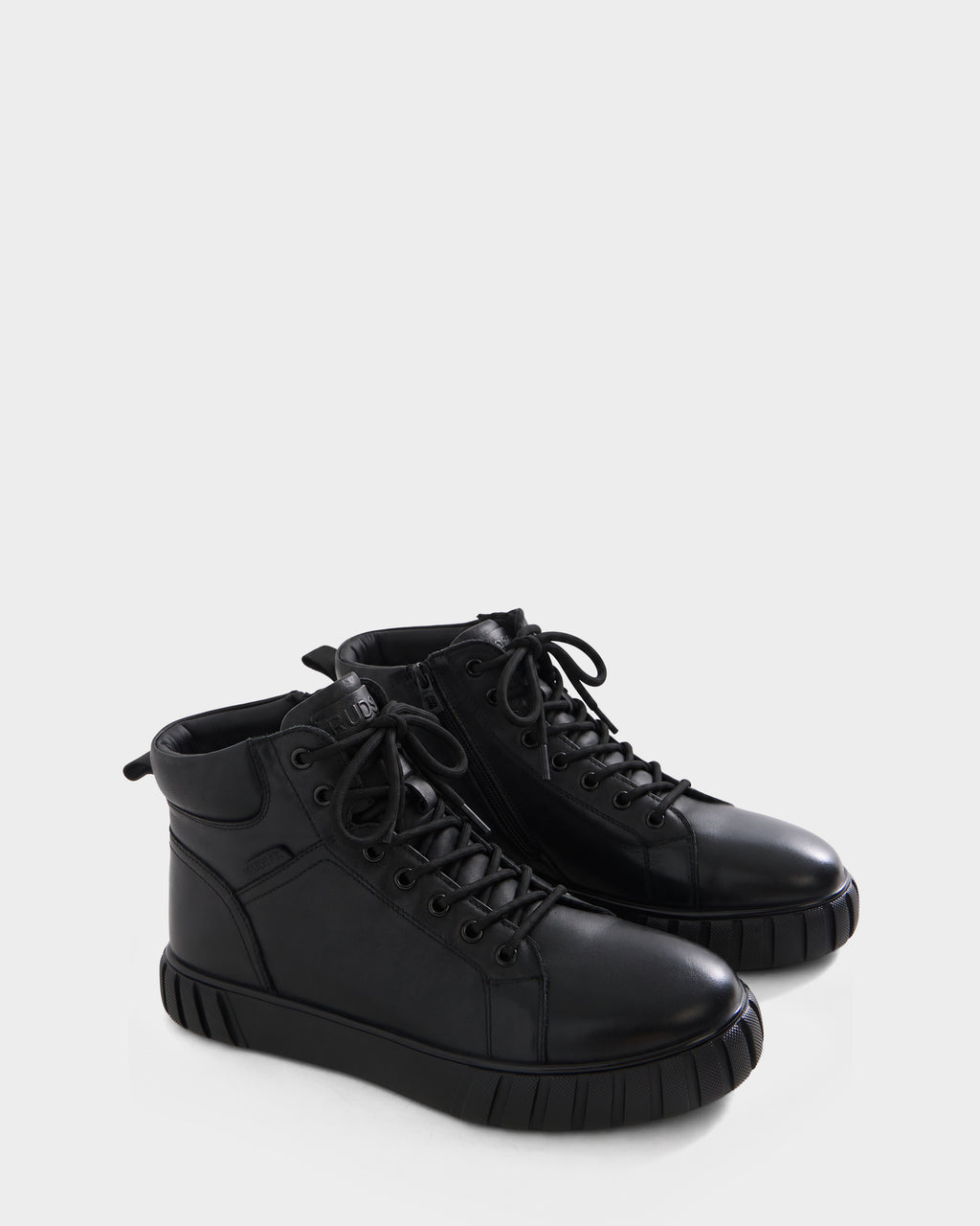 Rudsak DAVE - 6226501 Black high-top lace-up winter boots with thick rubber soles and side zippers.