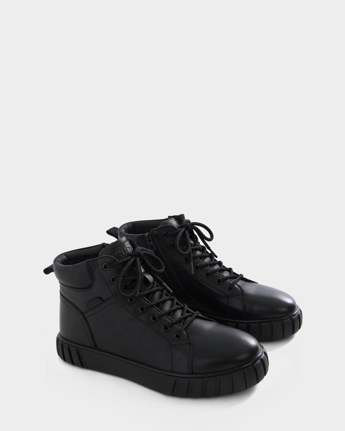 Rudsak DAVE - 6226501 Black high-top lace-up winter boots with thick rubber soles and side zippers.