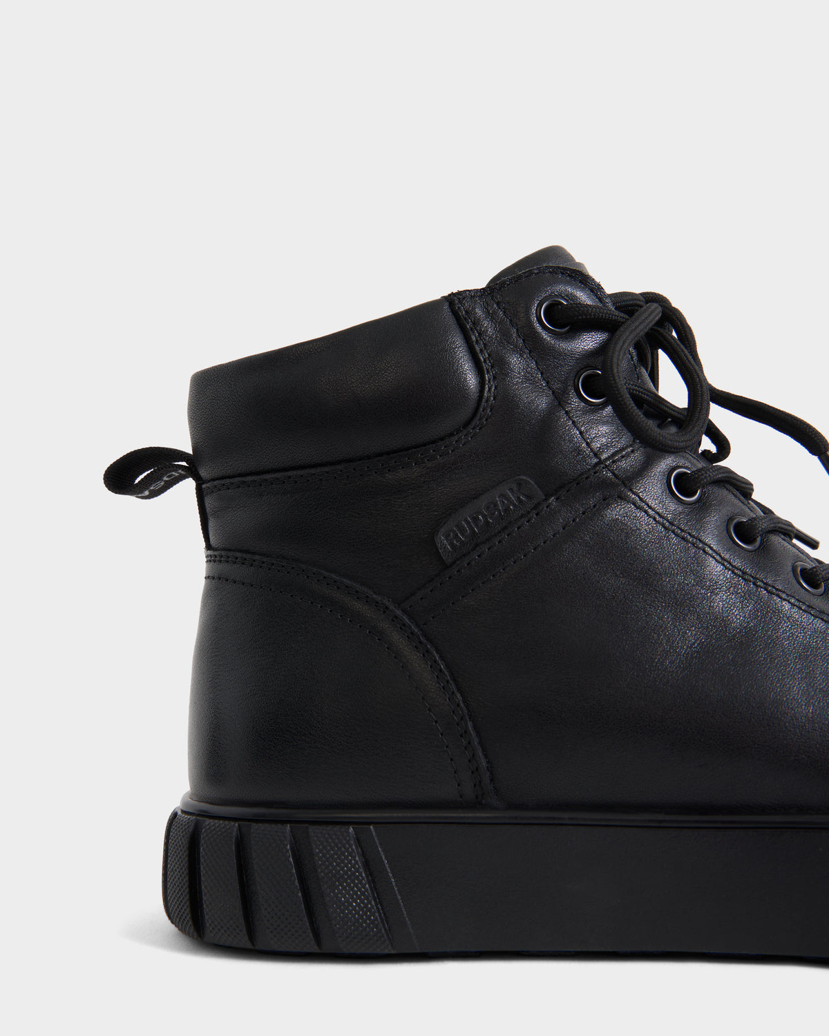 Rudsak DAVE - 6226501 Black high-top boots in black leather with black laces and a textured rubber sole.