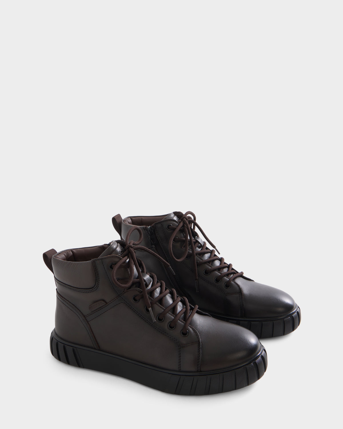 Dark brown Rudsak DAVE - 6226501 Espresso high-top winter boots featuring laces, a side zipper, and a thick, textured rubber sole.