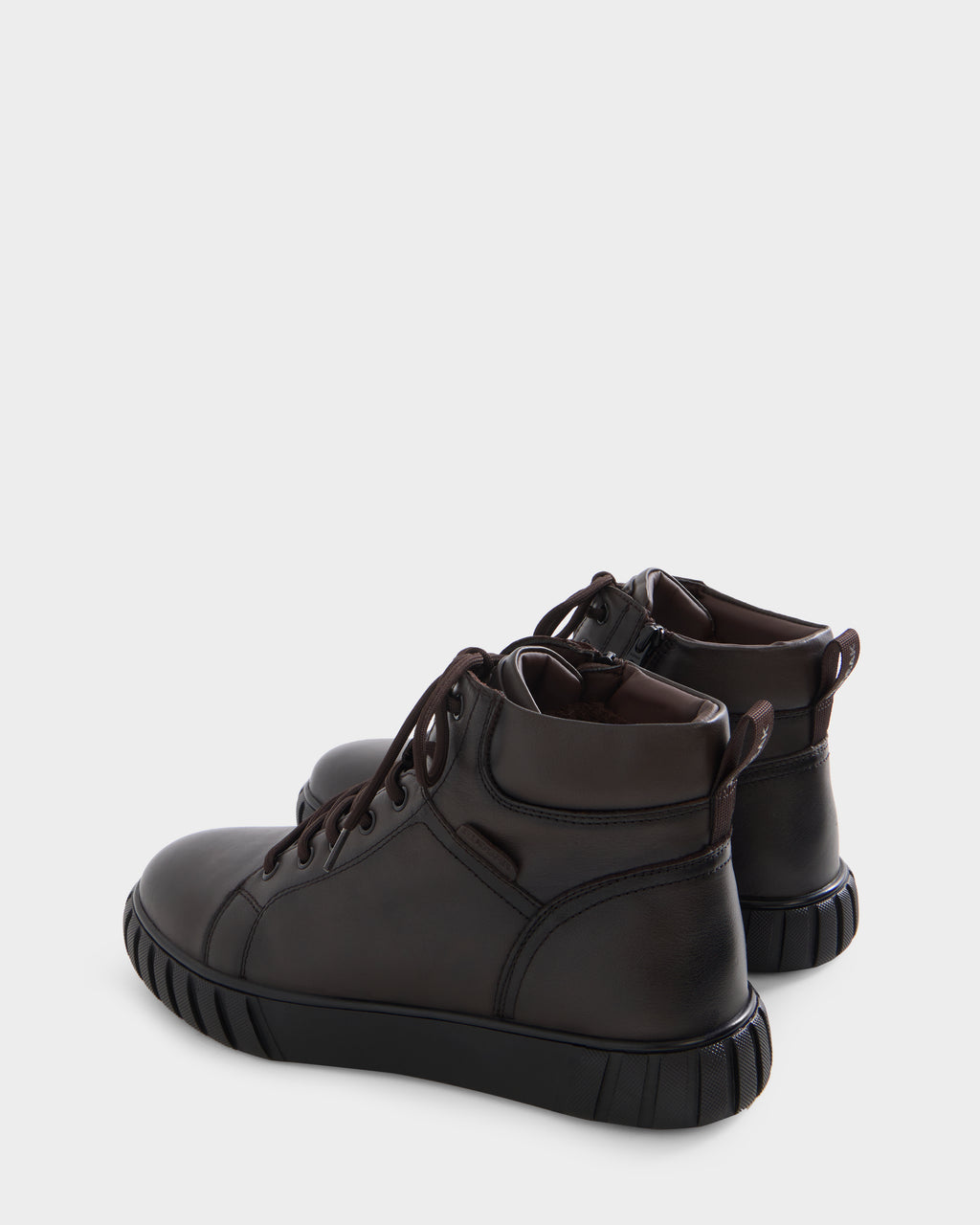 DAVE - 6226501 Espresso high-top boots in dark brown with laces, a side zipper, and a thick, textured black rubber sole.