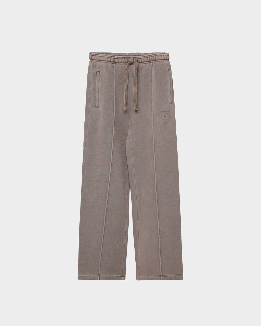 Rudsak GAELLE HV - H526902 Taupe heavyweight jersey joggers with an elastic drawstring waistband, side pockets, and a stitched seam down the center of each leg.