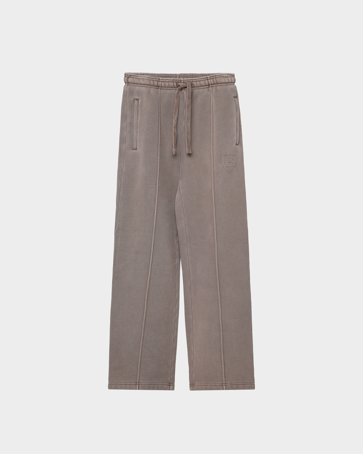 Rudsak GAELLE HV - H526902 Taupe heavyweight jersey joggers with an elastic drawstring waistband, side pockets, and a stitched seam down the center of each leg.