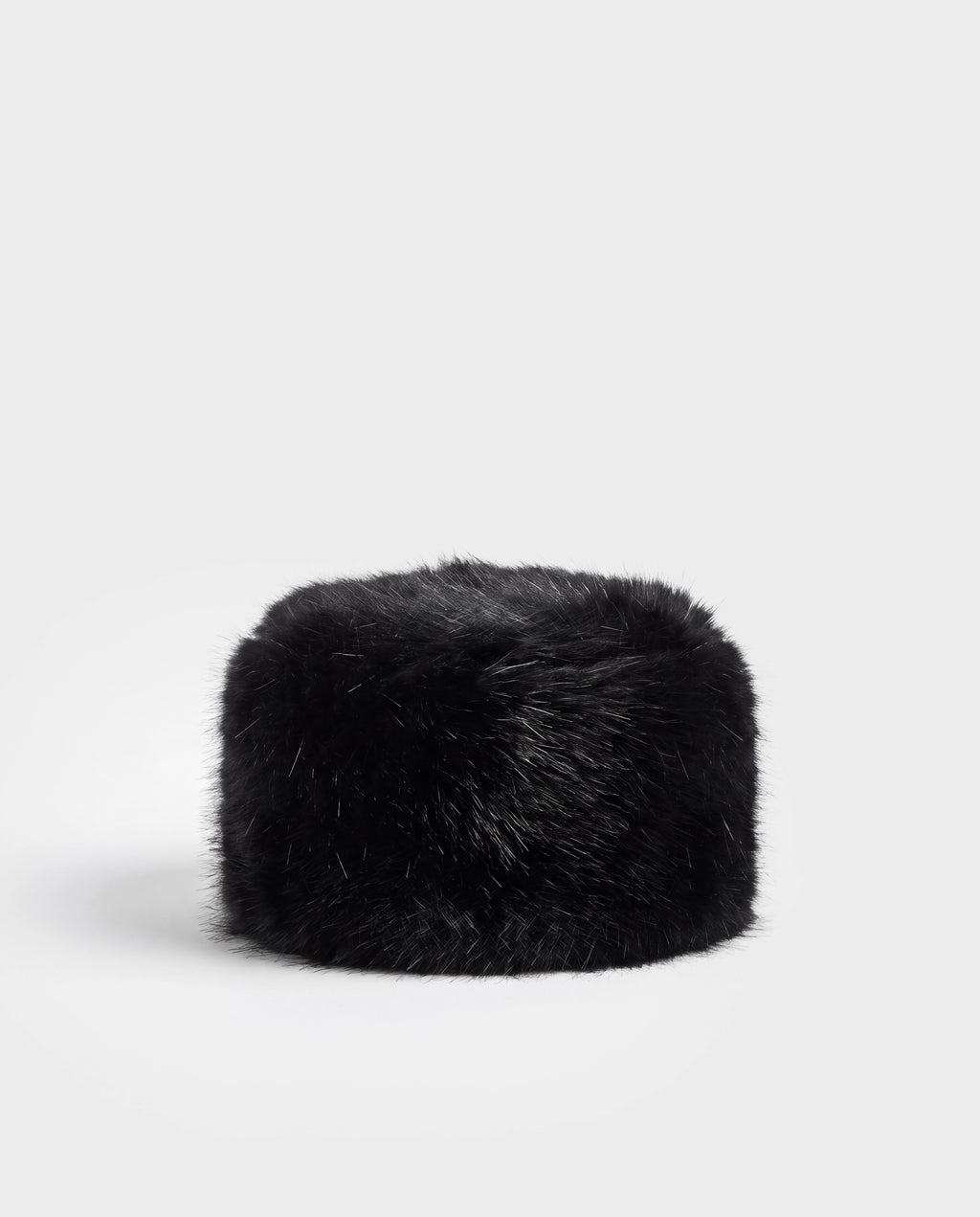 LORETTA - 8426503 Black cylindrical faux fur hat.