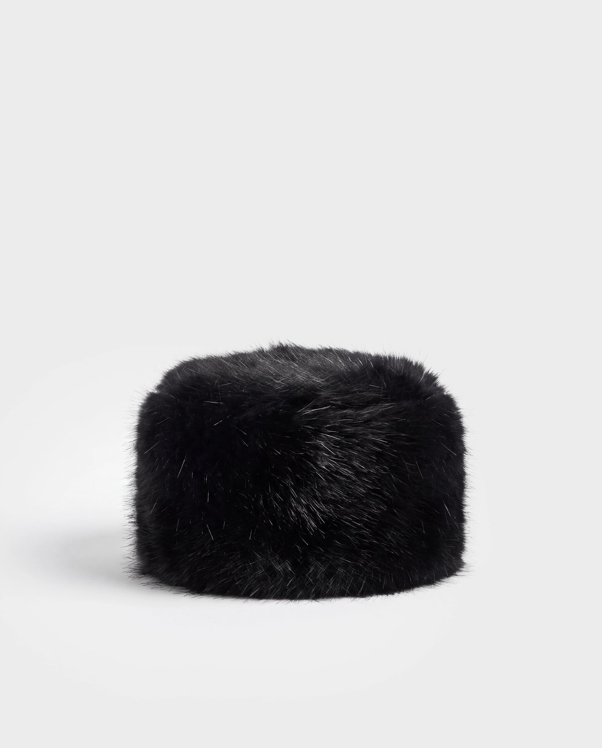 LORETTA - 8426503 Black cylindrical faux fur hat.