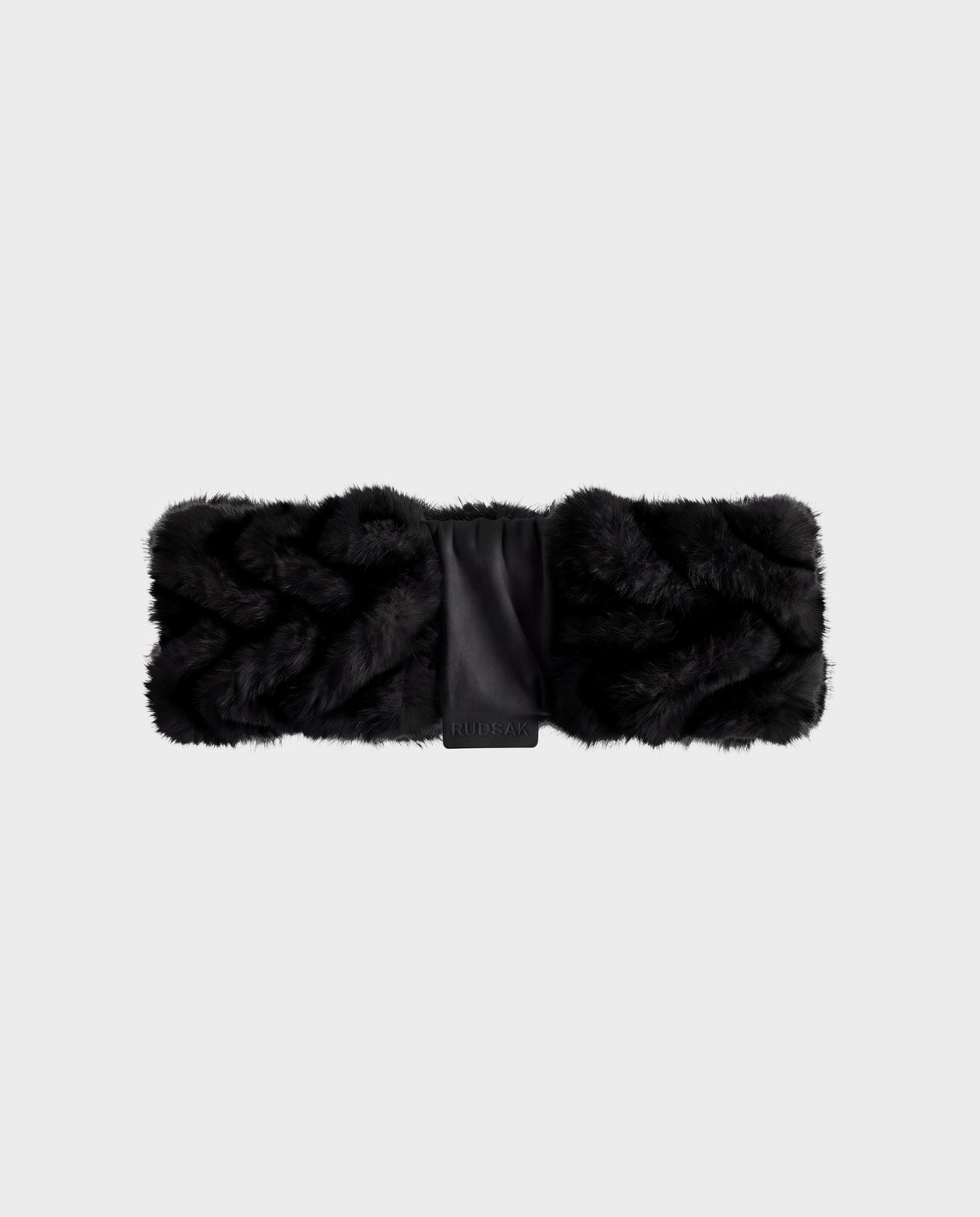 Rudsak MILA - 8426518 Black braided faux-fur headband with a smooth central panel.
