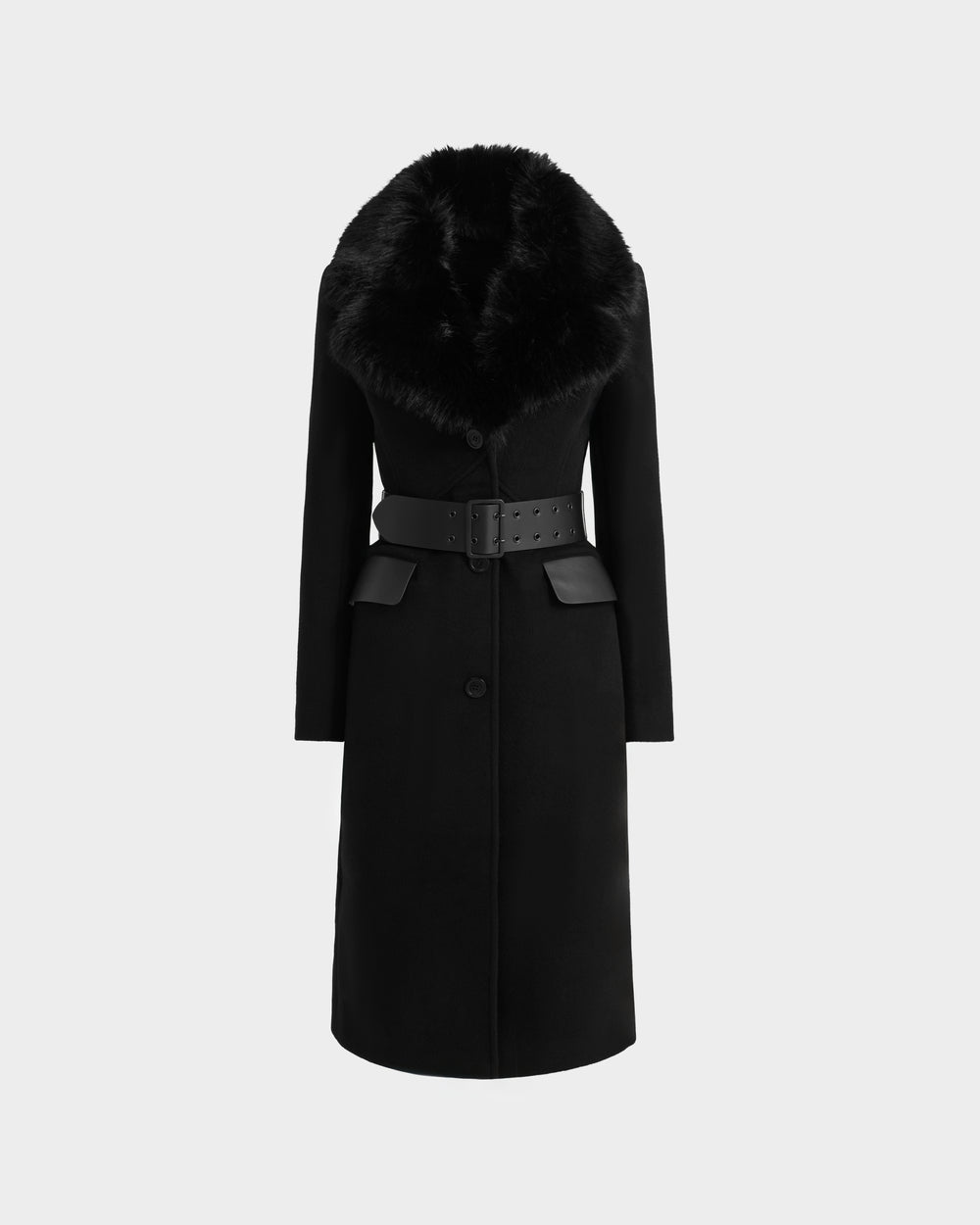 RUDSAK MANDY Women's Wool Coat | Faux Fur Collar & Tailored Fit