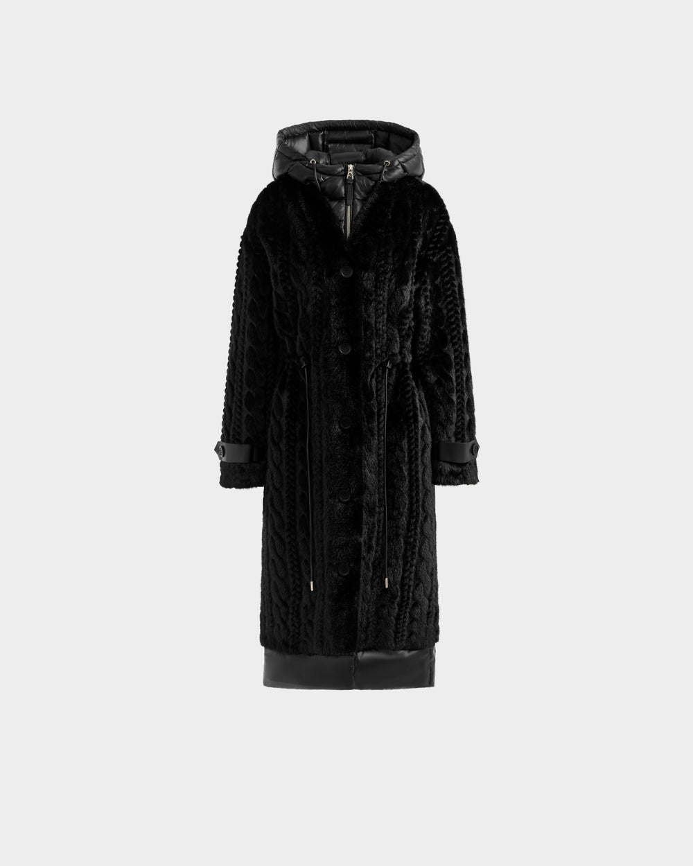 ORIANA Women's Faux Fur Coat - Luxury Cable Knit Winter Style
