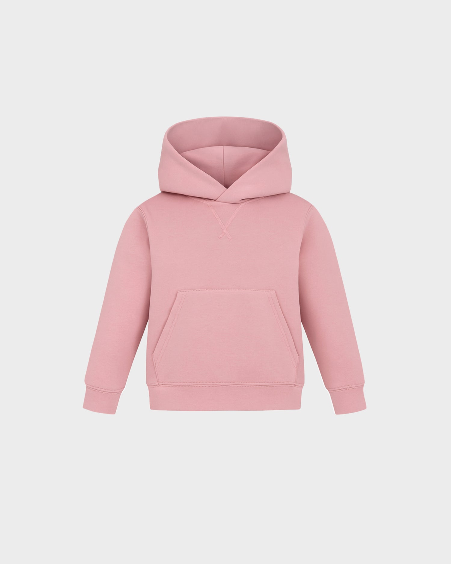The RAINEY - 1525002 Light Pink hoodie by Rudsak features long sleeves and a front kangaroo pocket, shown against a white background.