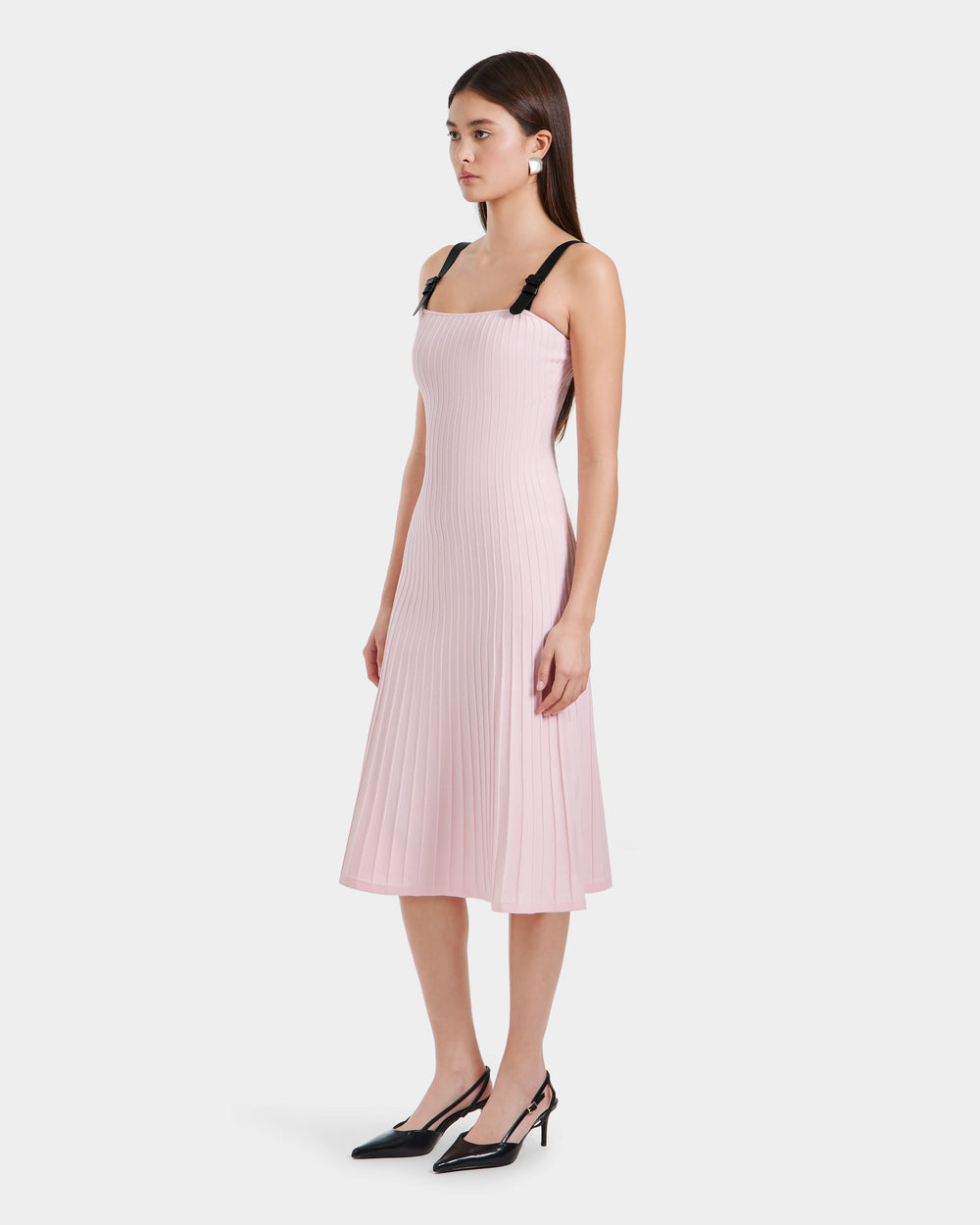 strapless open back dress Navy And Blush Floral Print Bell Sleeve Midi Dress – AX Paris main image 0