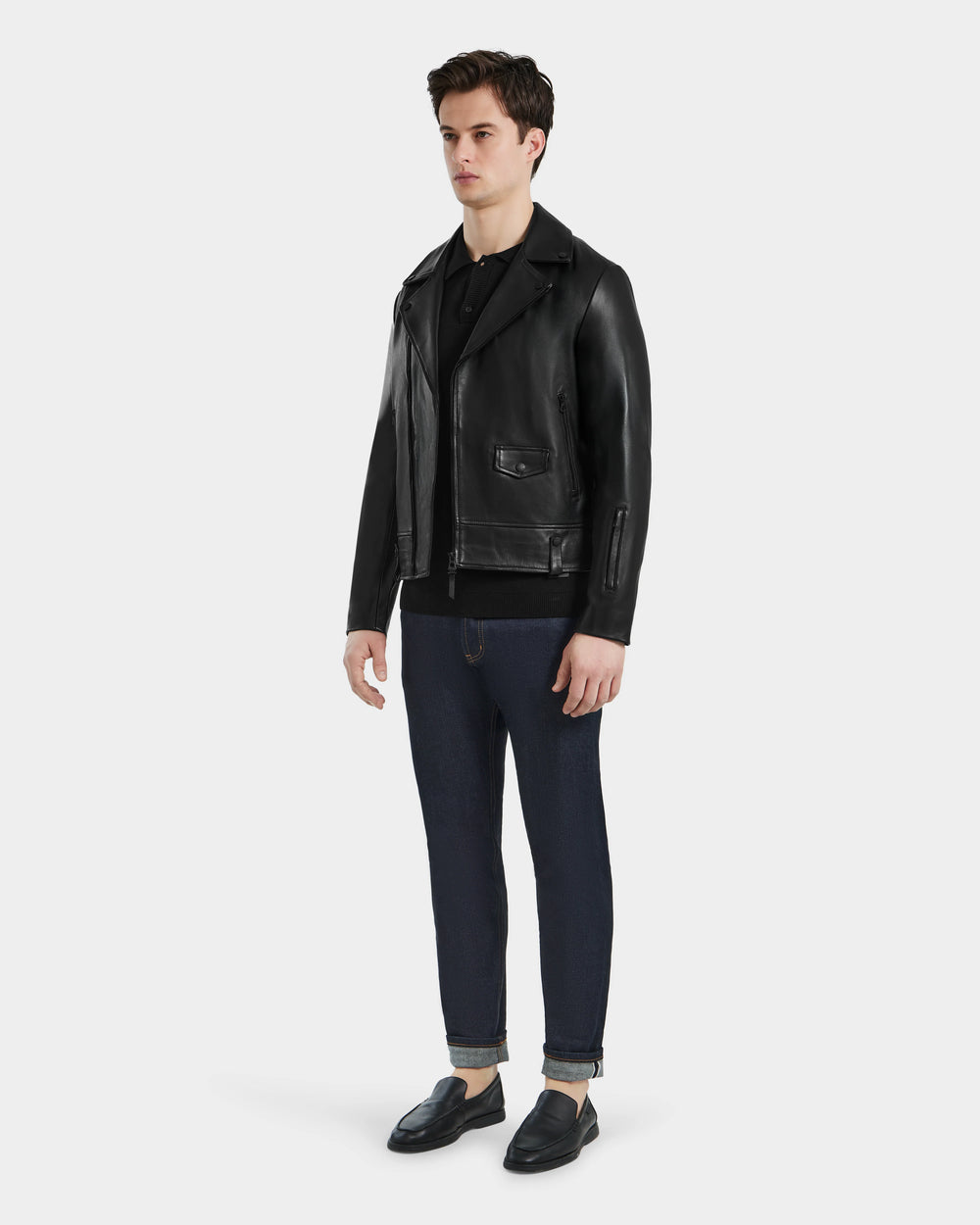 archive leather jacket dark core 羊革 DAREG Classic Lamb Leather Biker Jacket - Timeless Black Style