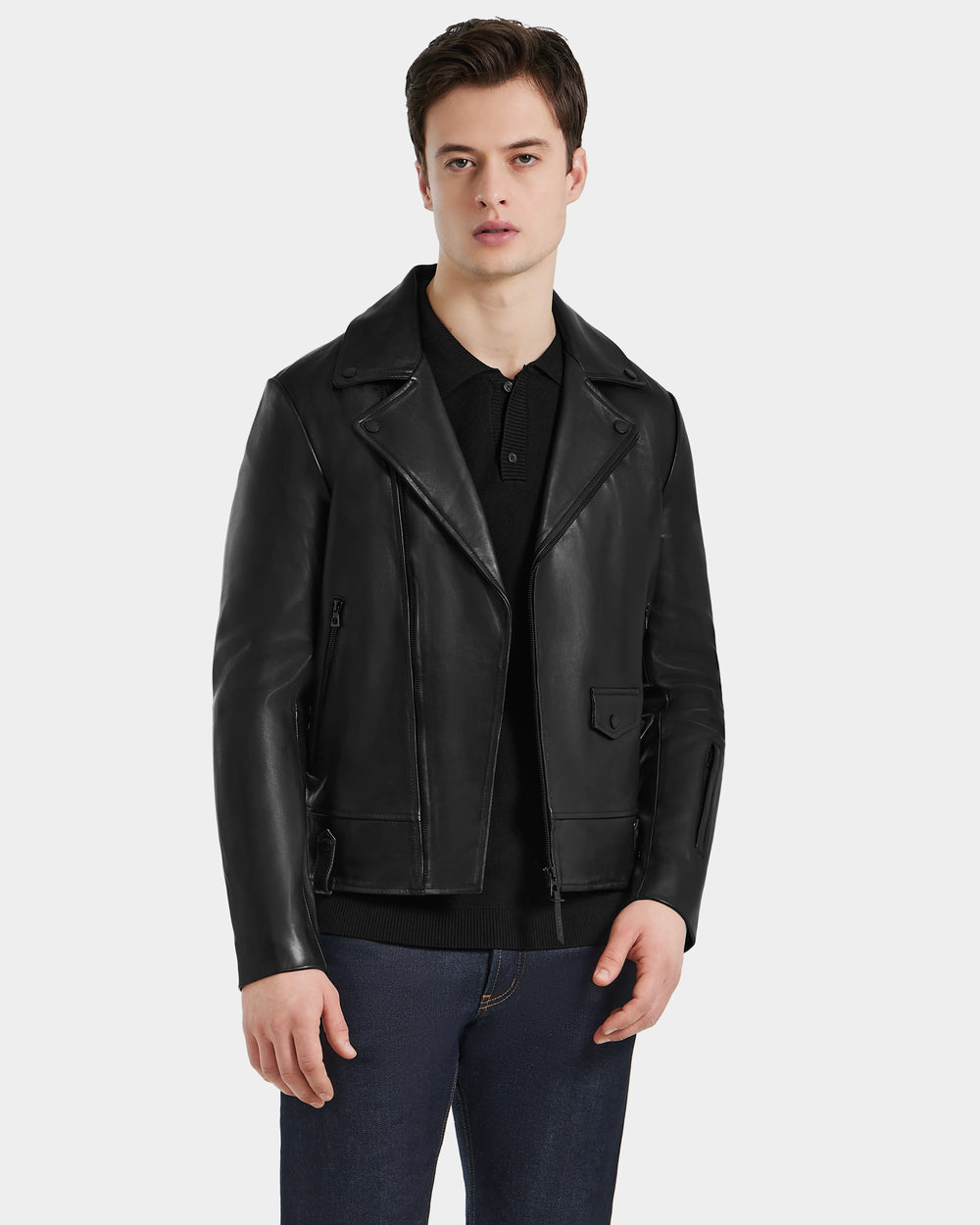 DAREG Classic Lamb Leather Biker Jacket - Timeless Black Style