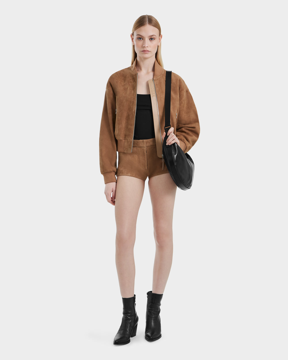RUDSAK EMERSON SU Almond Suede Bomber - Luxe Cropped Outerwear
