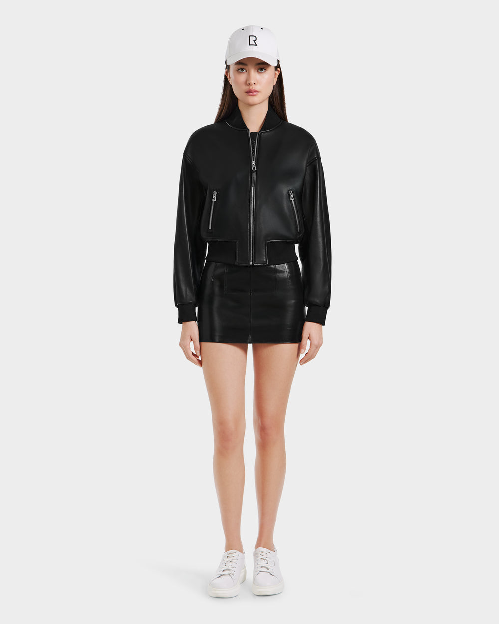 RUDSAK EMERSON Black Leather Bomber Jacket Modern Style – Rudsak