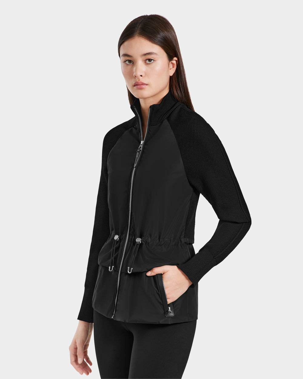GENEVIEVE Black Hybrid Jacket - Stylish Transitional Outerwear