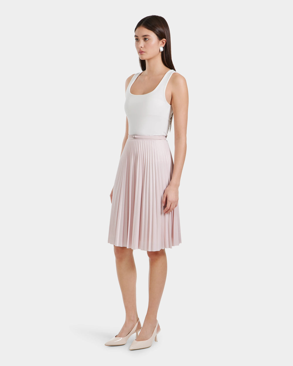 RUDSAK JANE Women's Light Pink Pleated Midi Skirt Elegant Style