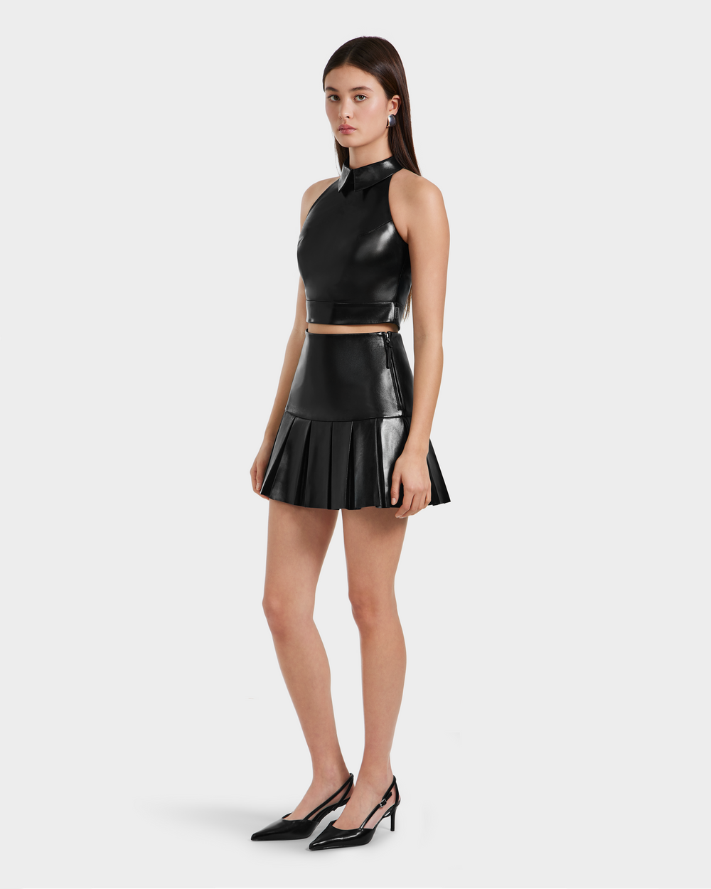 RUDSAK LOVELL Black Leather Halter Top | Women's Sleeveless Chic RUDSAK LOVELL Black Leather Halter Top | Women's Sleeveless Chic