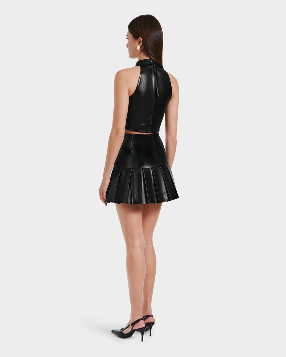 RUDSAK LOVELL Black Leather Halter Top | Women's Sleeveless Chic  Rudsak  International