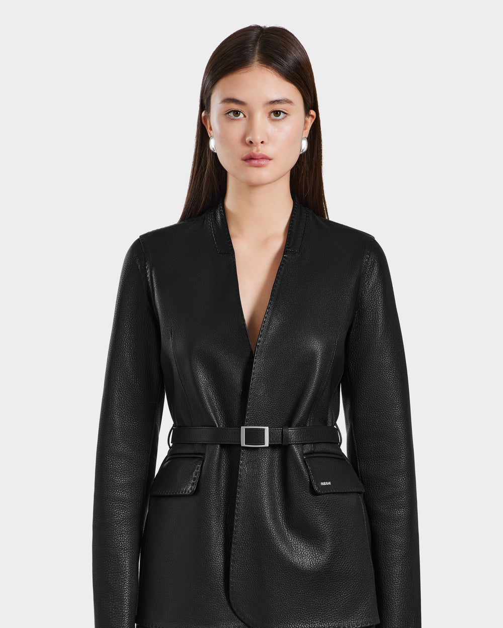RUDSAK PAMILA Black Leather Blazer - Modern & Versatile – Rudsak