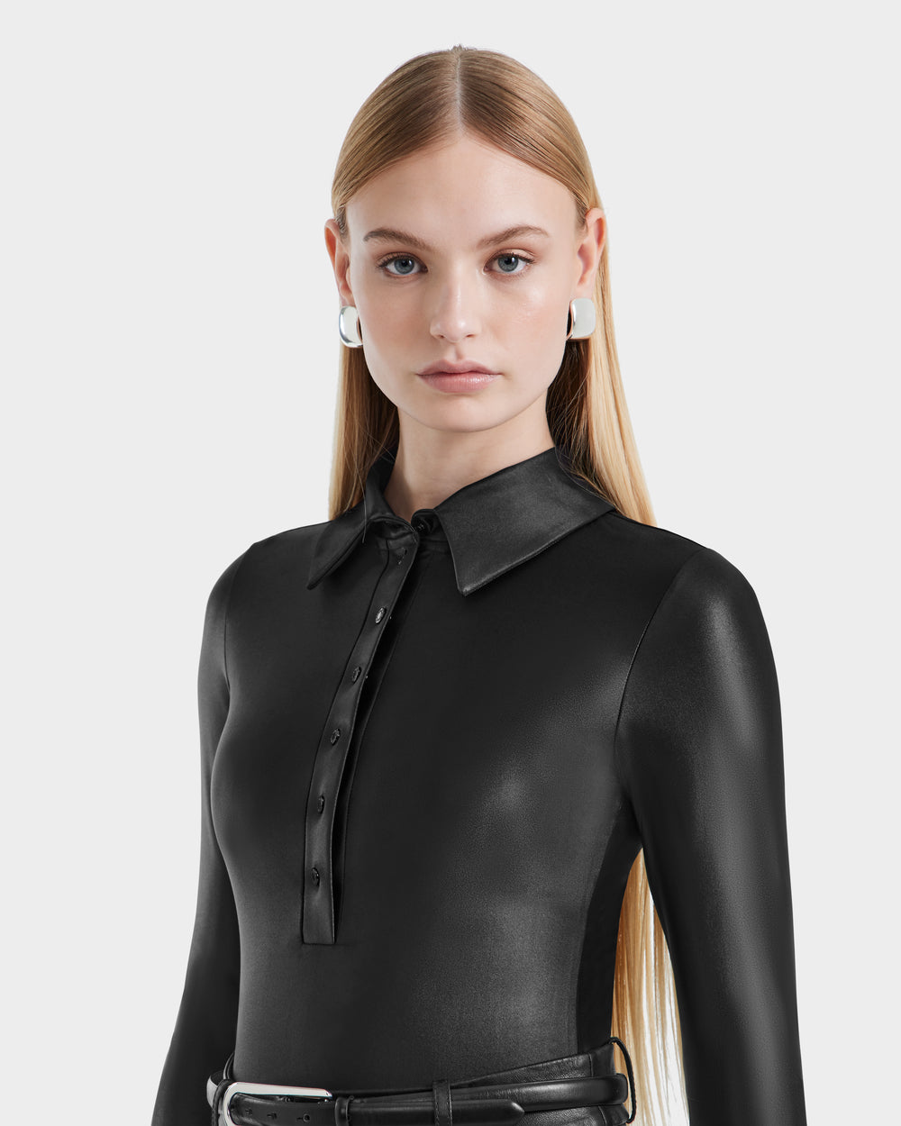 women's dress shirt bodysuit Norma Kamali Oversized Sleeveless NK lightweight fabric that feels nice against the skin SHELLY Black Women's Shirt Bodysuit