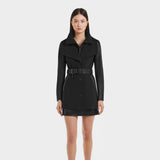 SKYLAR RUDSAK Black Wrap Coat | Elegant Leather Sleeves 2-in-1