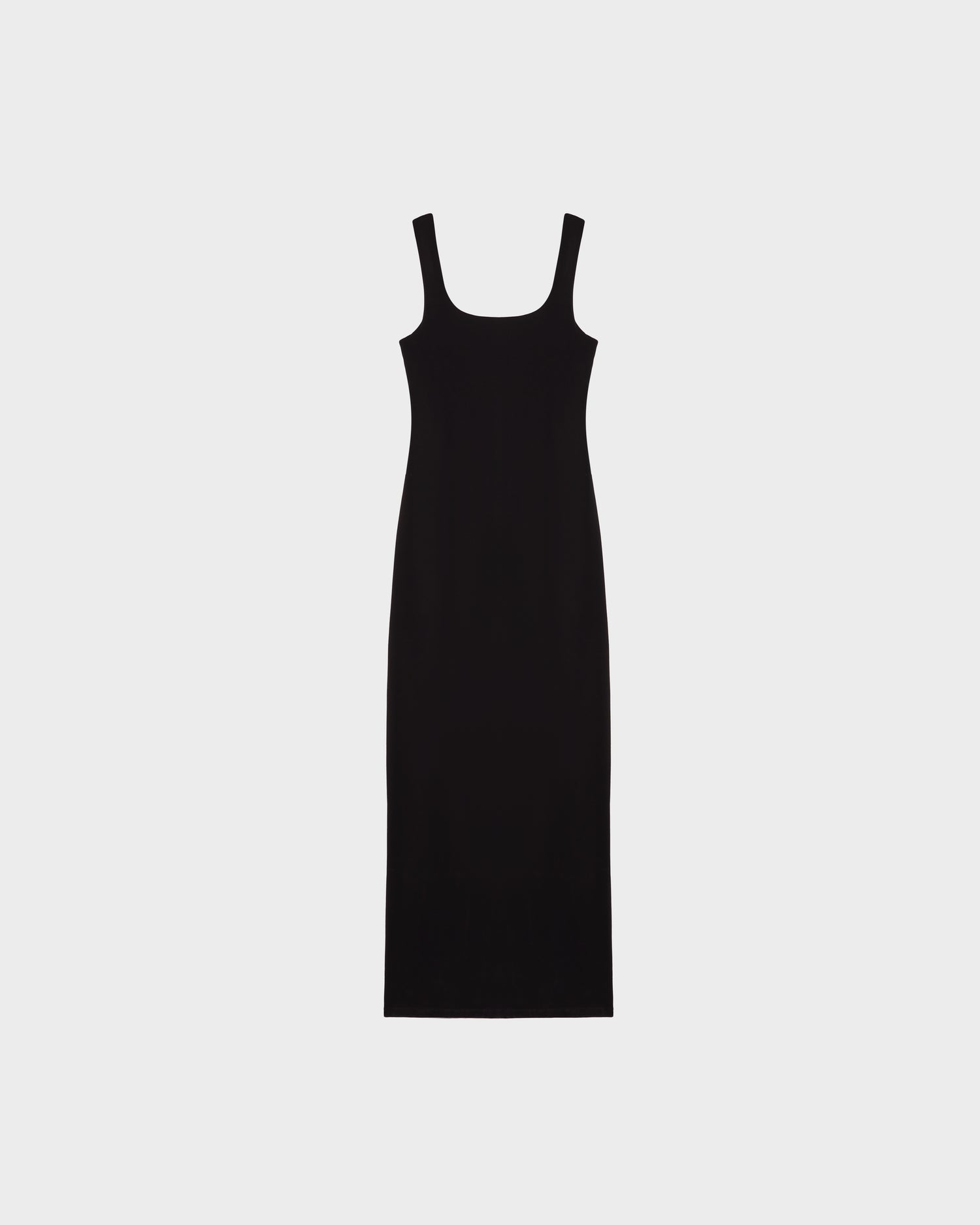 The Rudsak WANDA - 8524035 Black is a sleeveless women’s maxi dress with thick shoulder straps and a square neckline, featuring an ankle-length silhouette, shown on a plain white background.