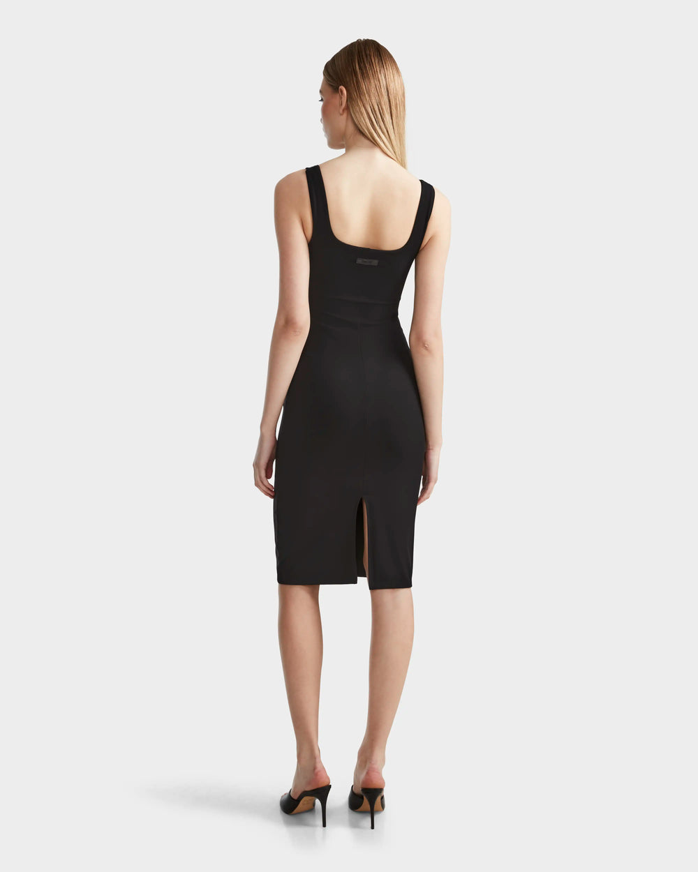 SIMONE by RUDSAK Black Midi Dress | Versatile Stretch Comfort Rudsak International SIMONE by RUDSAK Black Midi Dress | Versatile Stretch Comfort Rudsak International