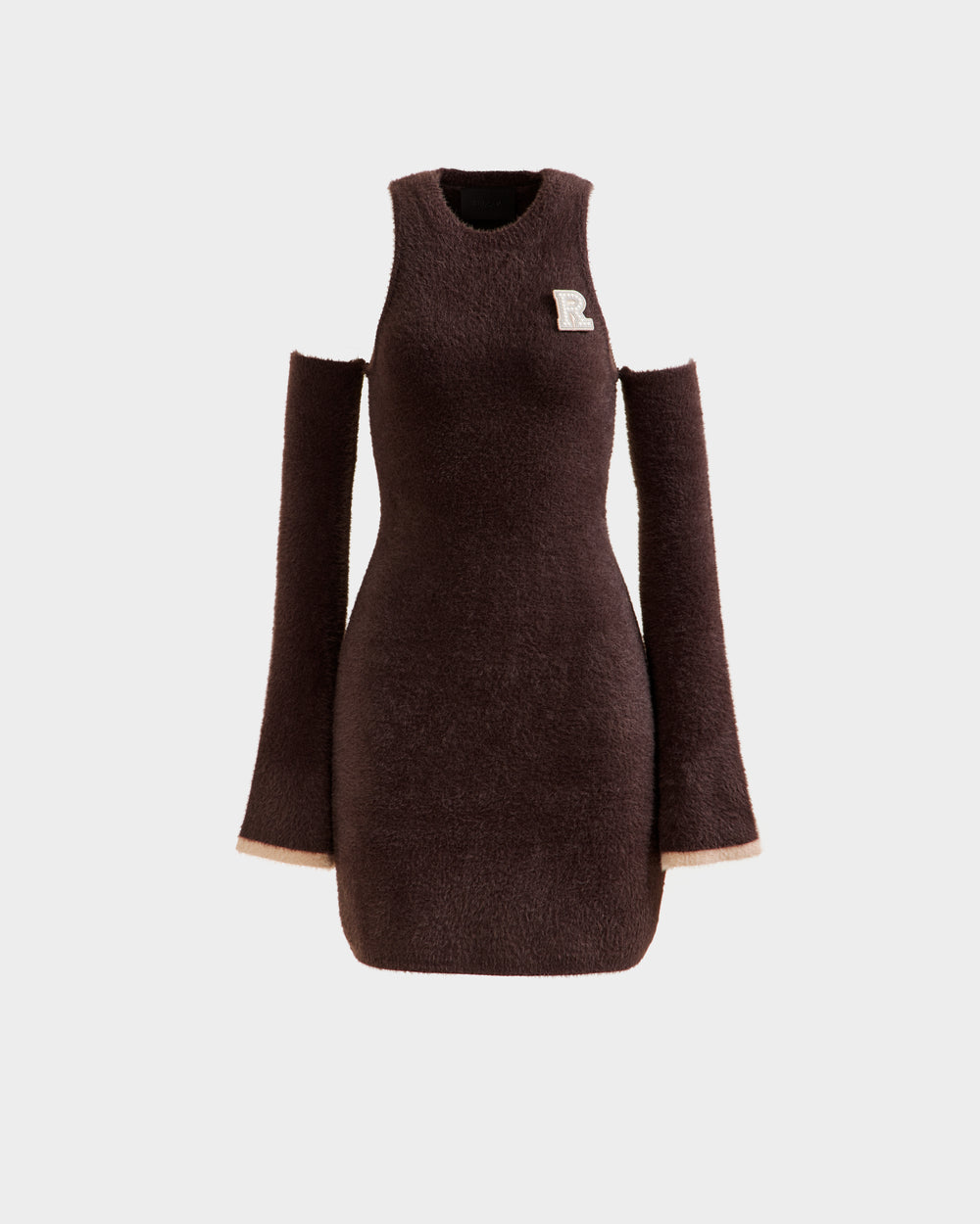 fuzzy brown dress Fuzzy Trim Rushed Dress 3805 ( FINAL SALE ) Brown / Medium main image 0