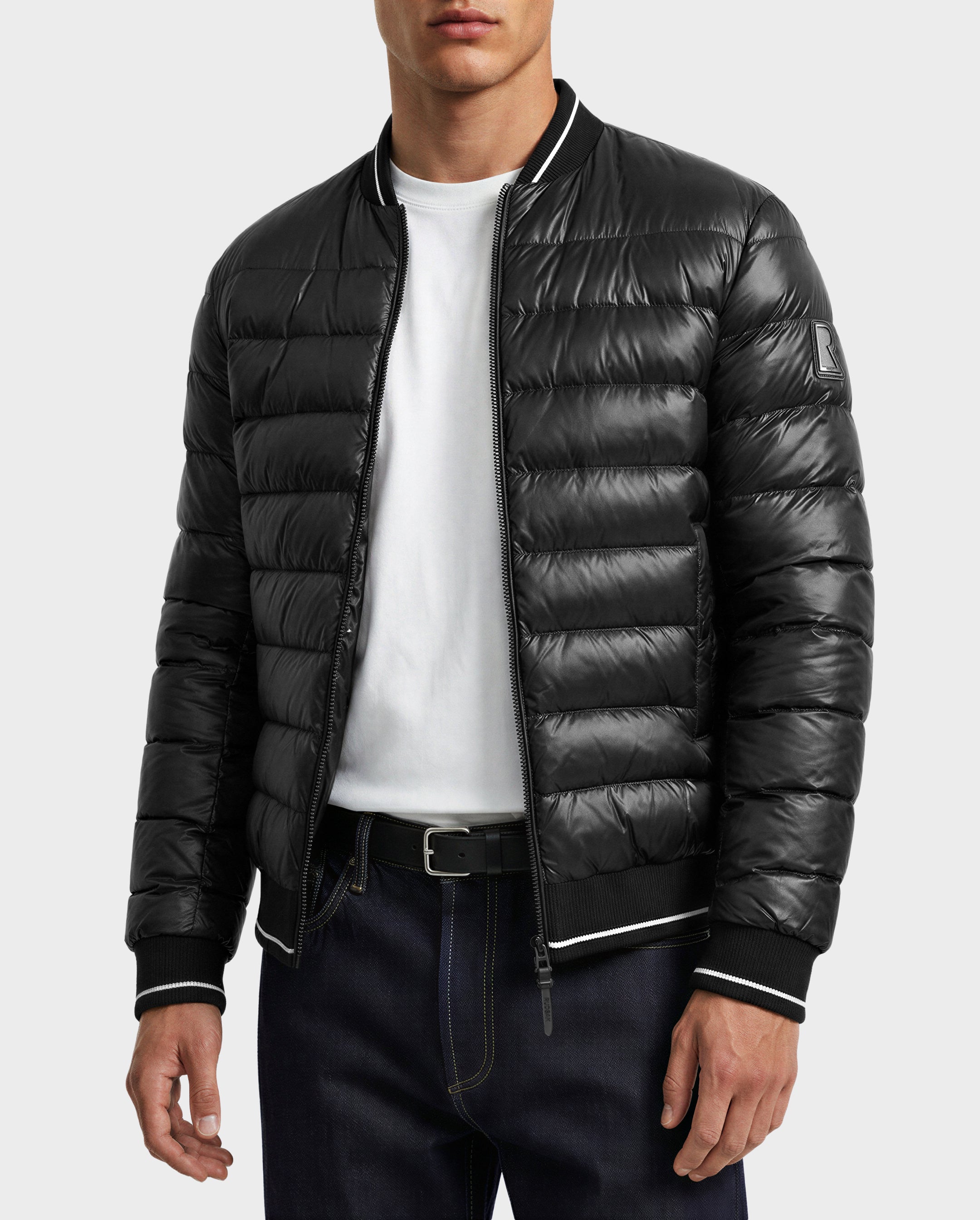 JEREMY Men's Black Down Bomber Jacket | Sleek, Warm & Lightweight