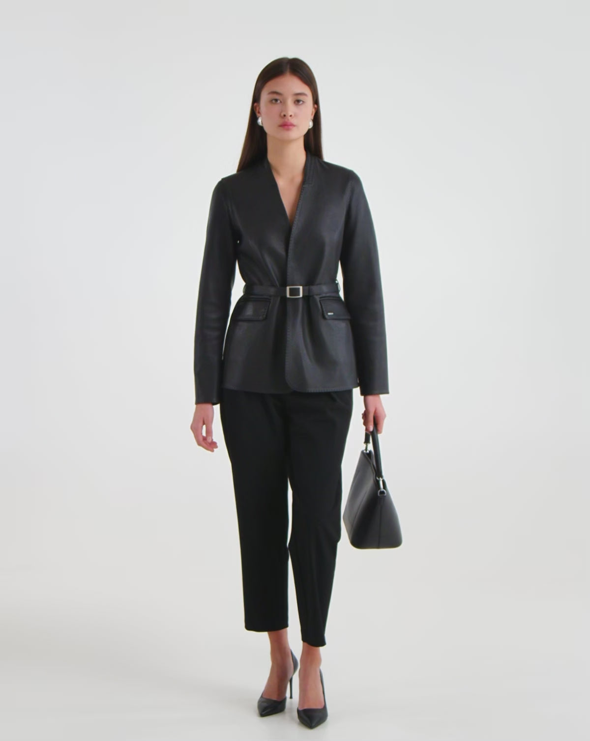 RUDSAK PAMILA Black Leather Blazer - Modern & Versatile – Rudsak